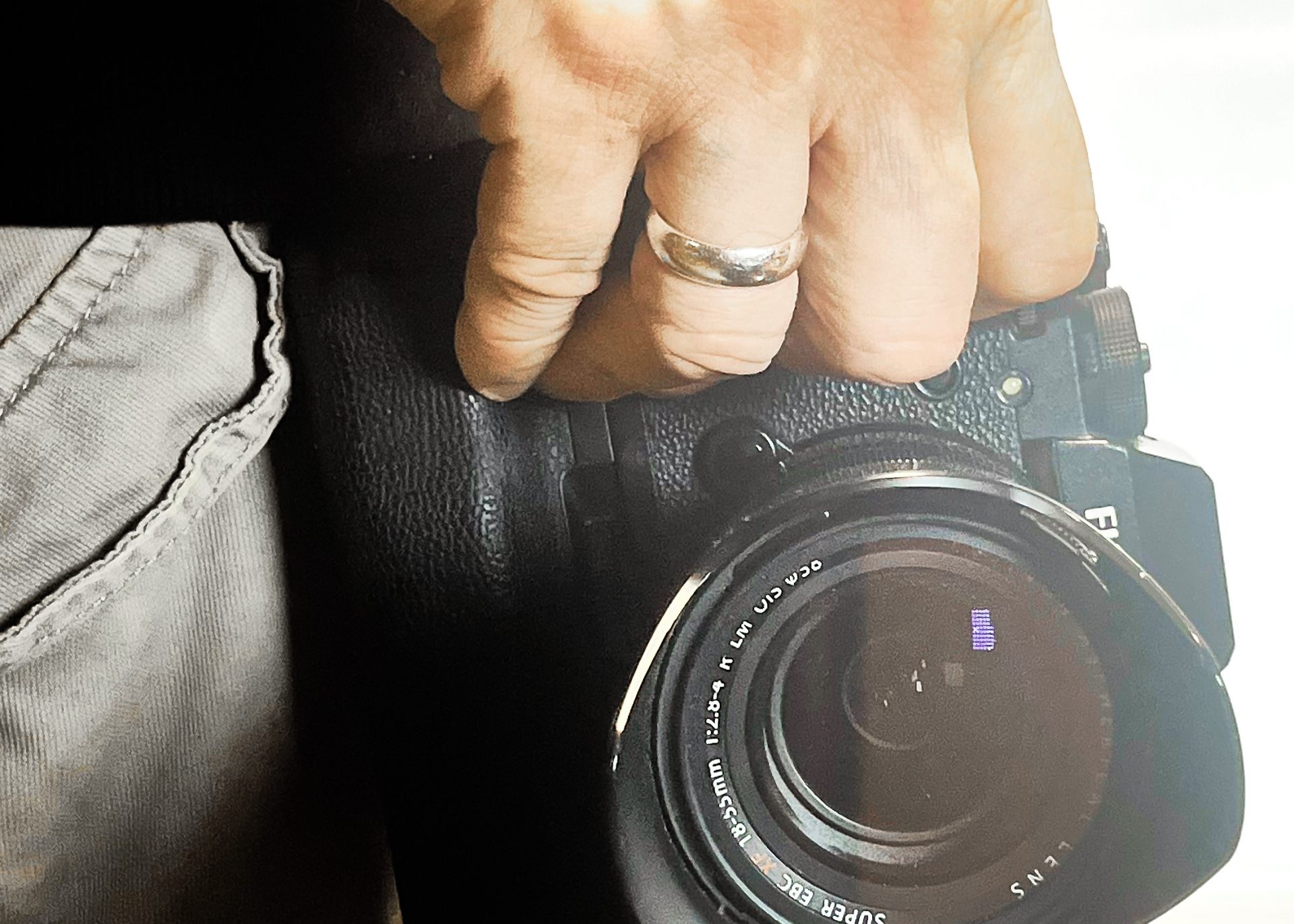 Kamera bereit in der Hand für Fotoshootings